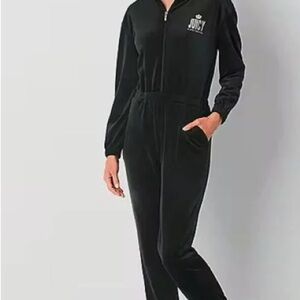 Juicy Couture Black Velour Hooded Jumpsuit